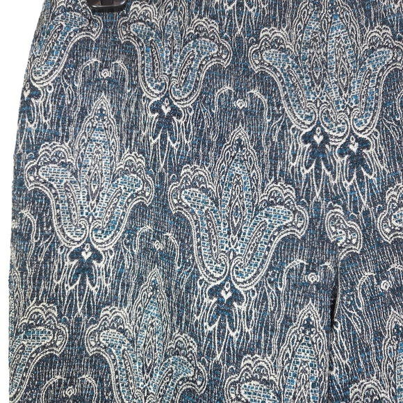 Oscar de la Renta Blue and Gray Paisley Straight Leg Pants Size 8 - Picture 2 of 7